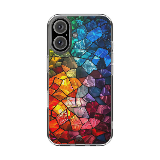 Vibrant Clear Phone Case, Colorful Stained Glass Design
