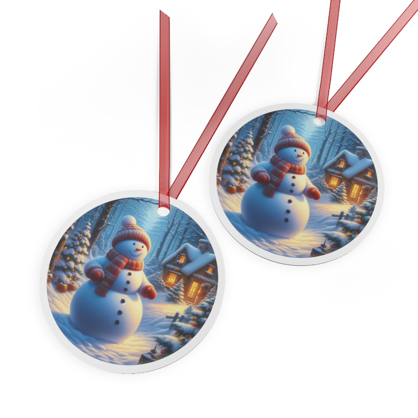 Winter’s Gentle Snowman Metal Ornaments, 2-Side Print