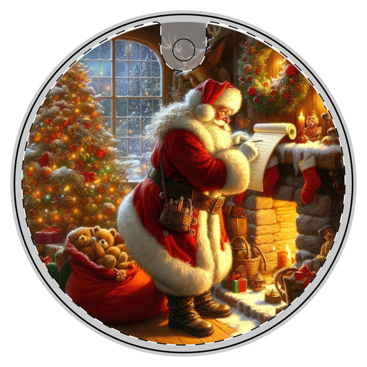 Checking Twice: Santa’s List Ceramic Decoration Ornament, (1pc)  one side print