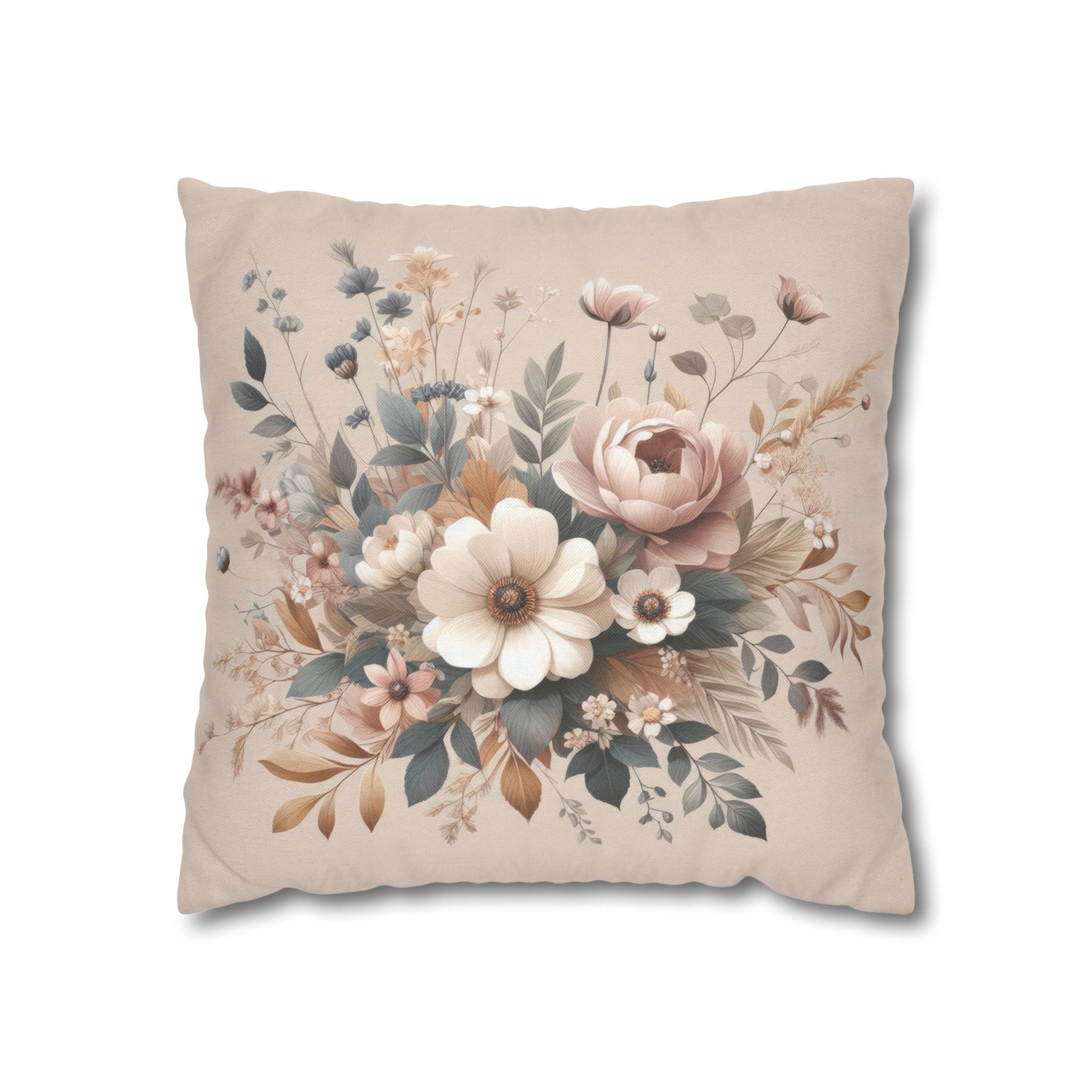 Dreamy Fall Blooms Spun Polyester Square Pillowcase