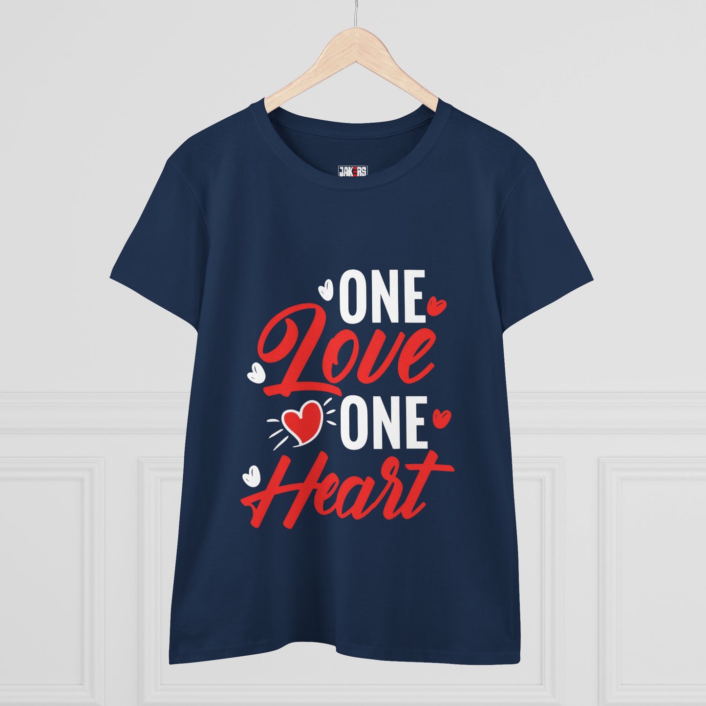 One Love One Heart Women's Midweight Cotton Tee - Cute, Casual Valentine's Apparel