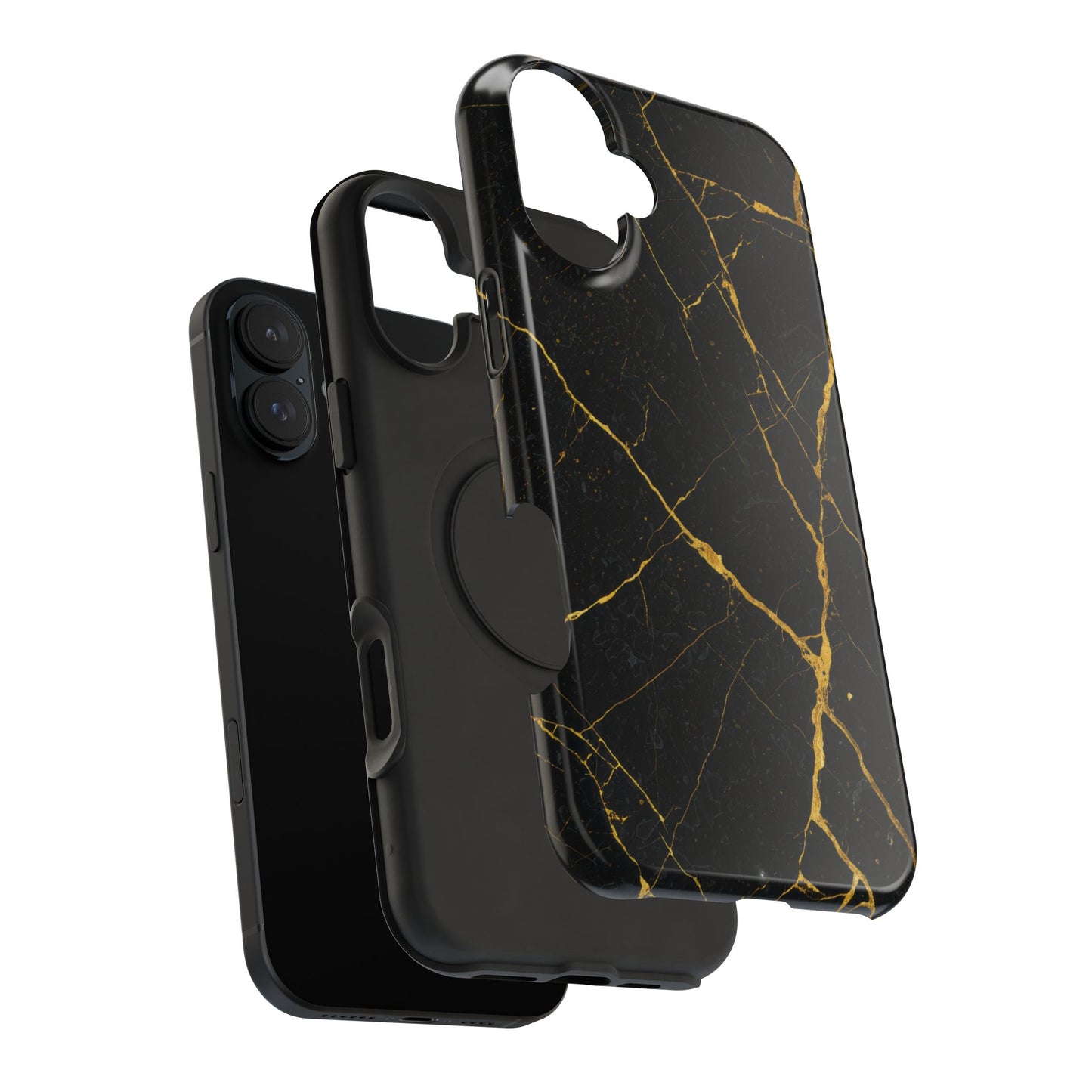 Luxury Black Marble Impact-Resistant iPhone