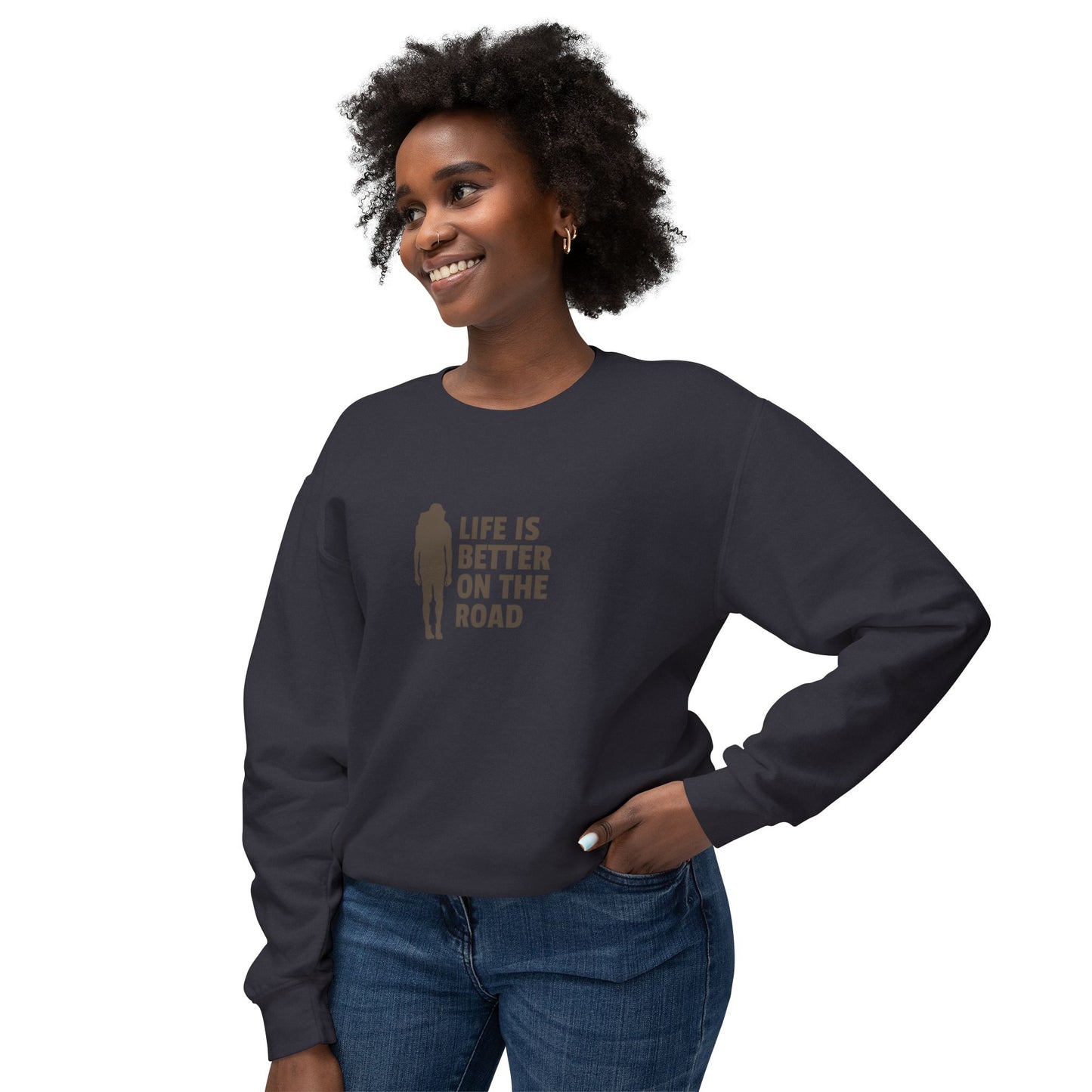 Life Is Better On The Road Unisex Lightweight Crewneck Sweatshirt