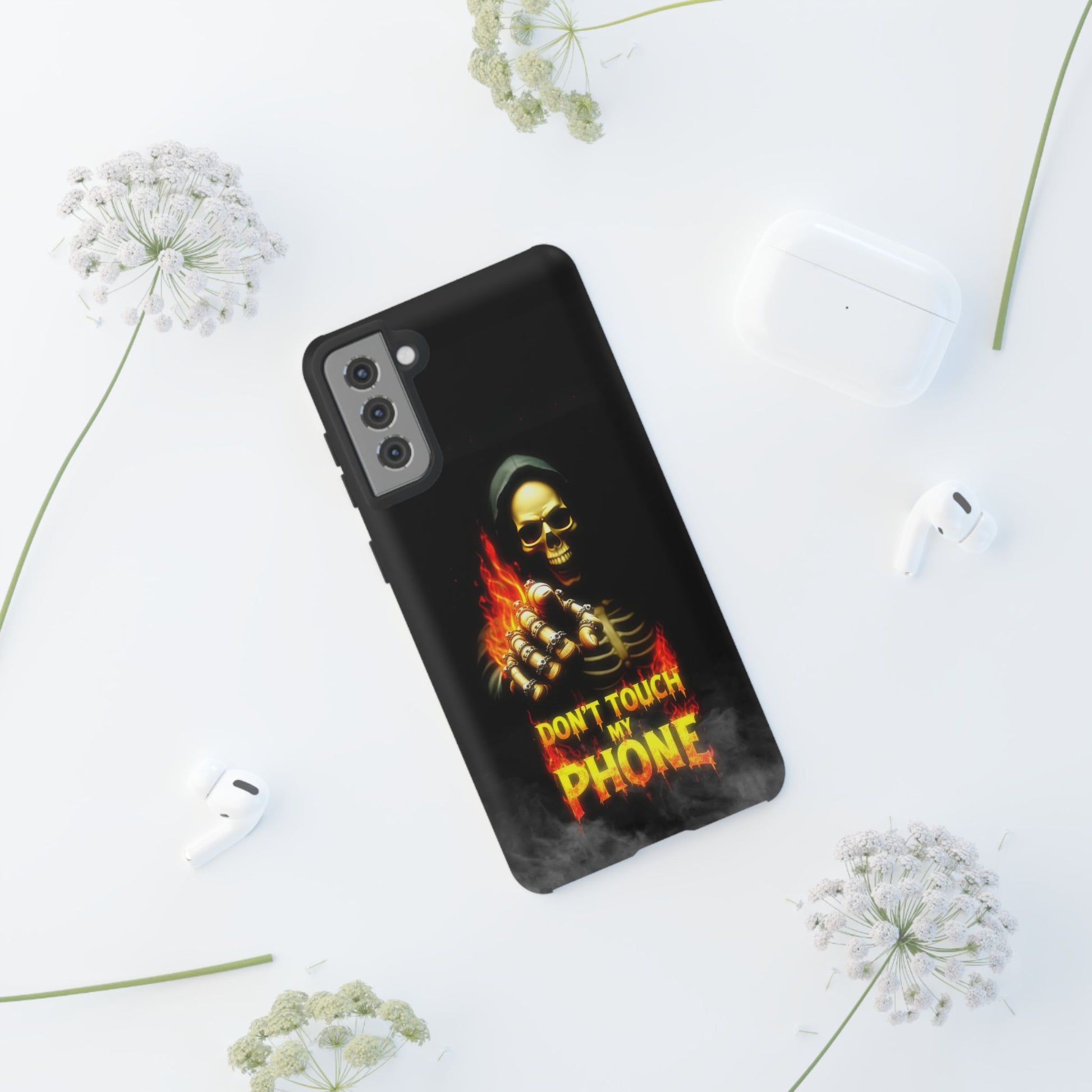 Skull Design Samsung Phone Case, Don't Touch My Phone Mobile Cover