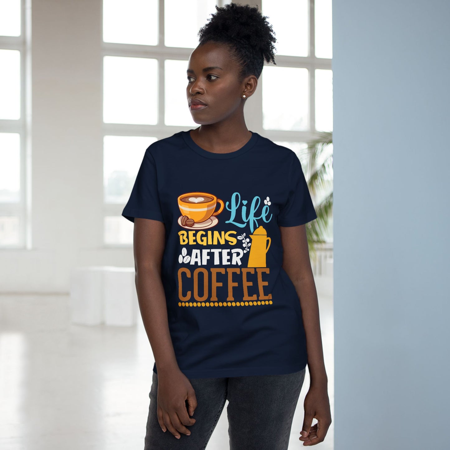 Coffee Lovers Women’s Maple Tee - Life Begins After Coffee Shirt