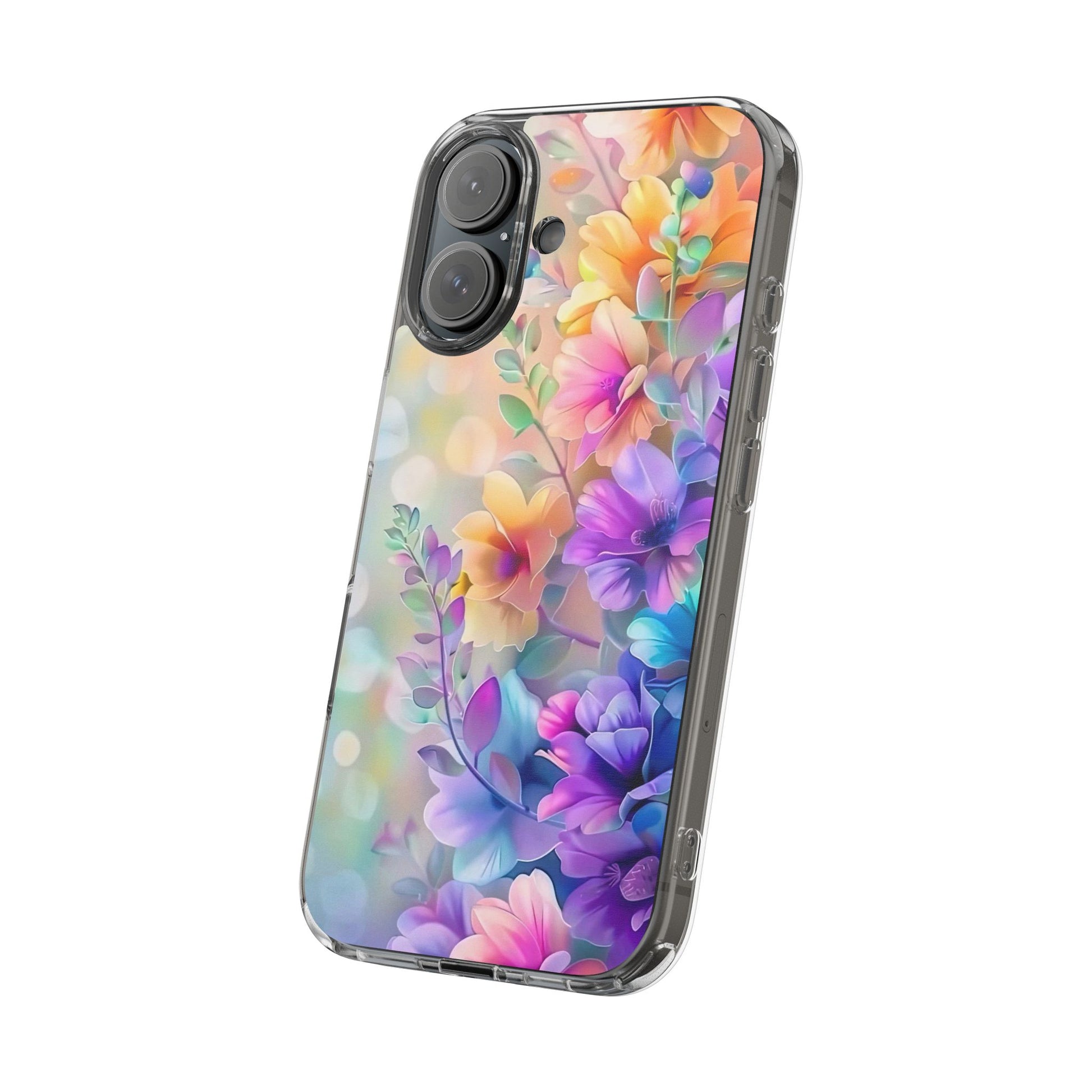 Floral Clear Phone Case -  Colorful Spring Design