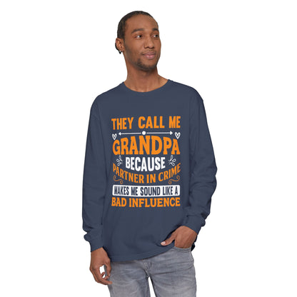 Grandpa Partner in Crime Long Sleeve T-Shirt, Funny Gift for Grandpa