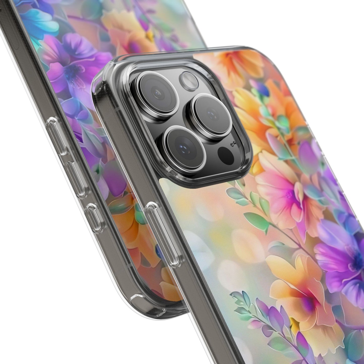 Floral Clear Phone Case -  Colorful Spring Design