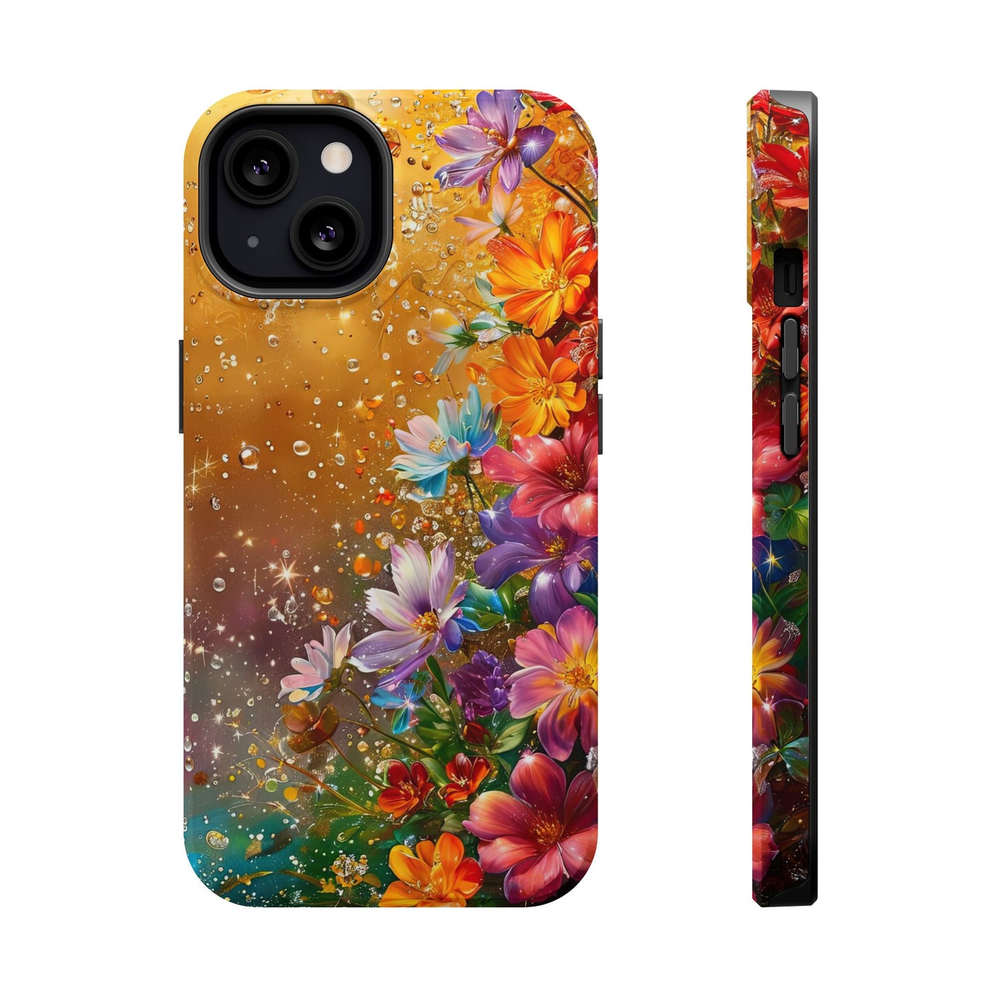 Vibrant Floral Magnetic Phone Case, Artistic Phone Cover