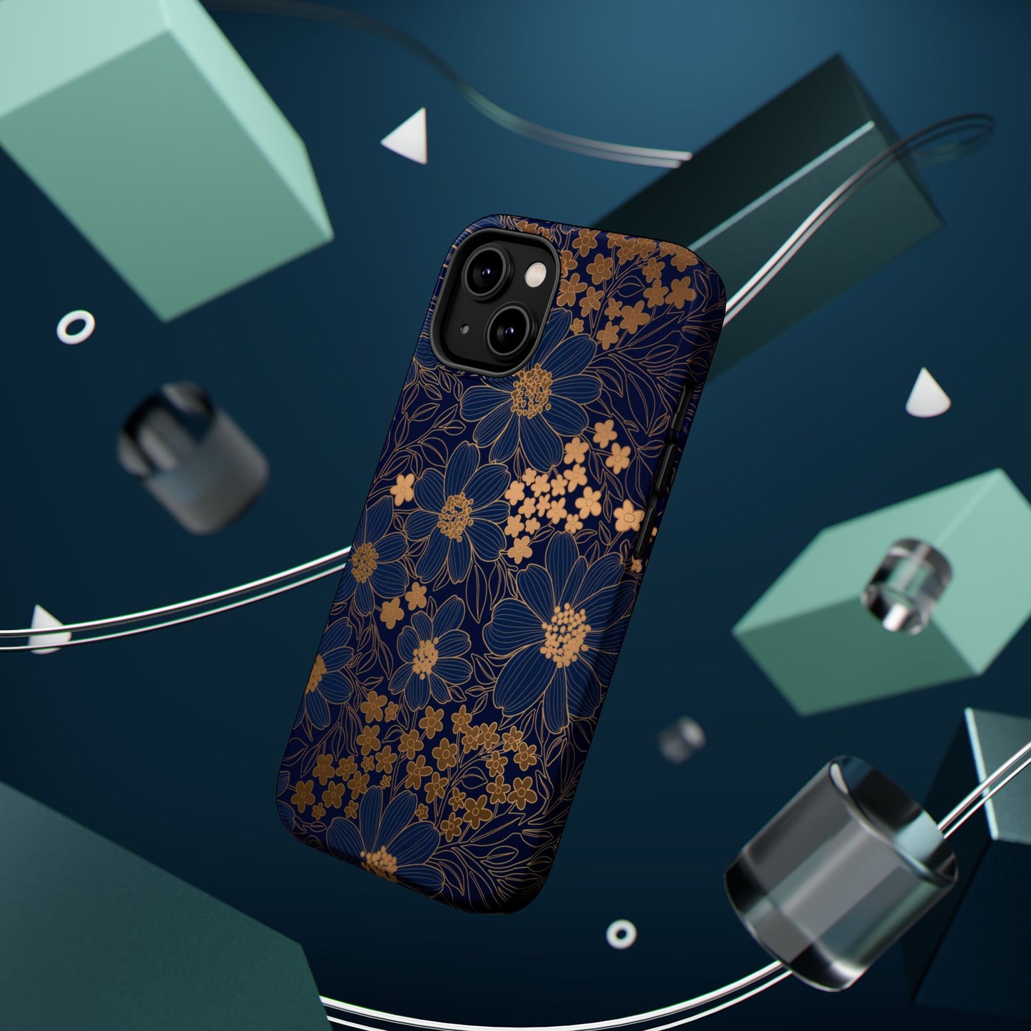 Luxury Serial Magnetic Phone Case, Golden Floral