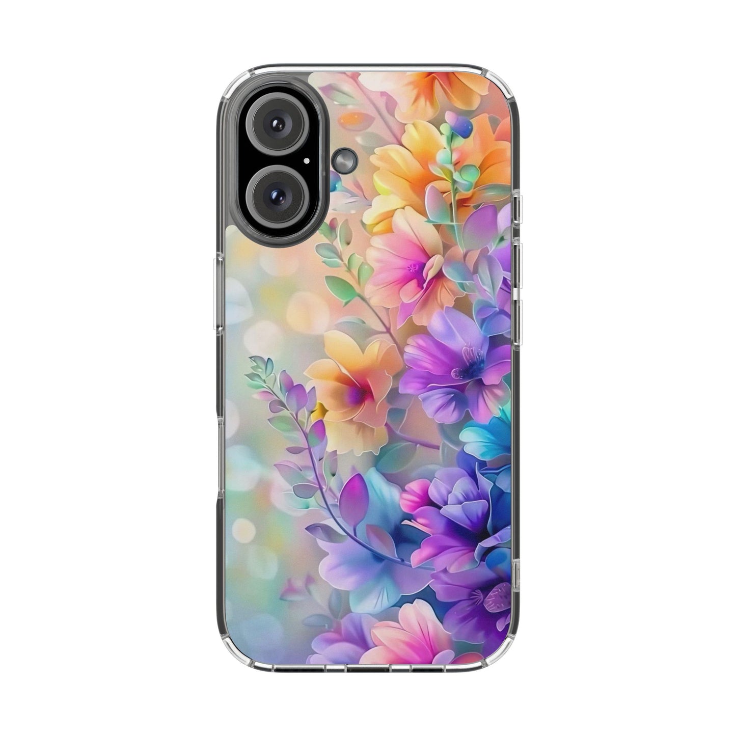 Floral Clear Phone Case -  Colorful Spring Design