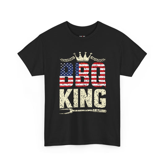 BBQ King Unisex Heavy Cotton Tee - Patriotic Grilling Shirt for Summer Celebrations