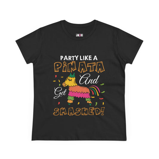 Party Like a Piñata Cotton Tee for Women - Fun and Playful Graphic Shirt