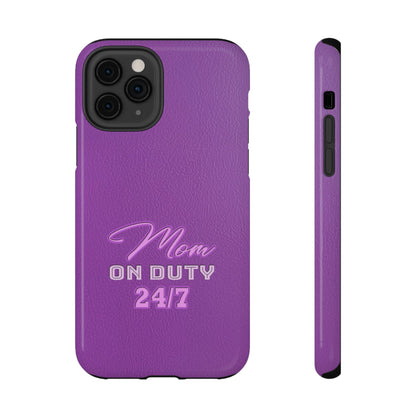 Mom On Duty Impact-Resistant Case, Purple Case for Mothers