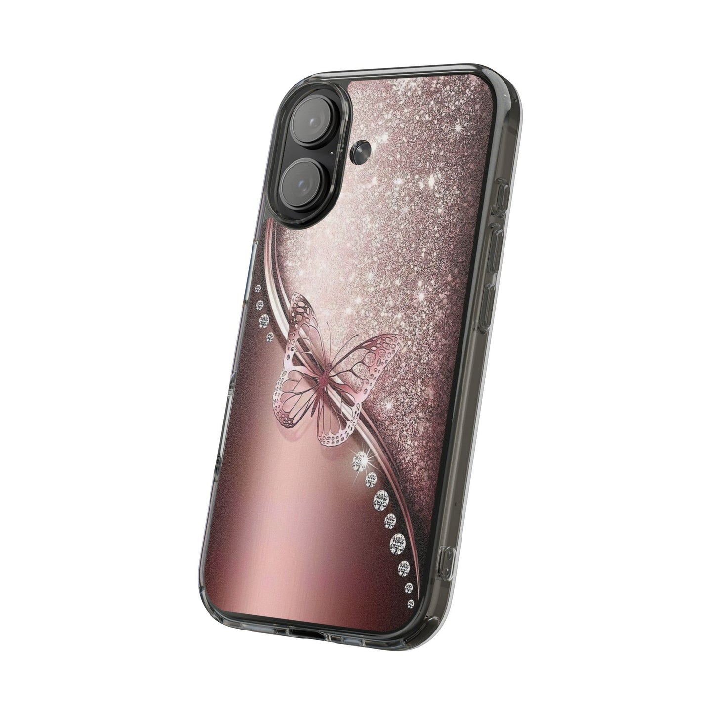 Elegant Butterfly Clear Case, Stylish Transparent Protective Cover for Women