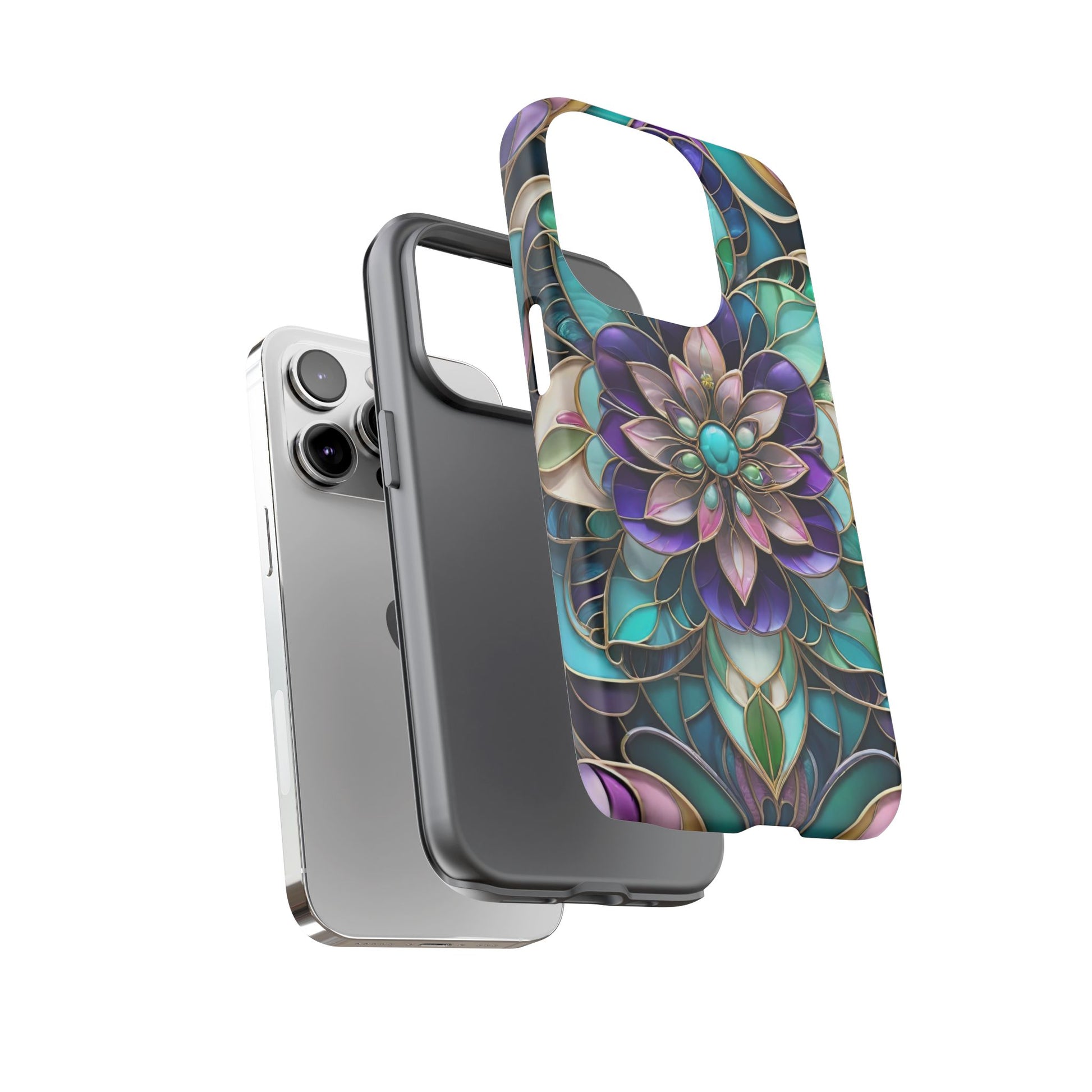 Floral Stained Glass Tough Phone Case -Stylish Protection for Your Device