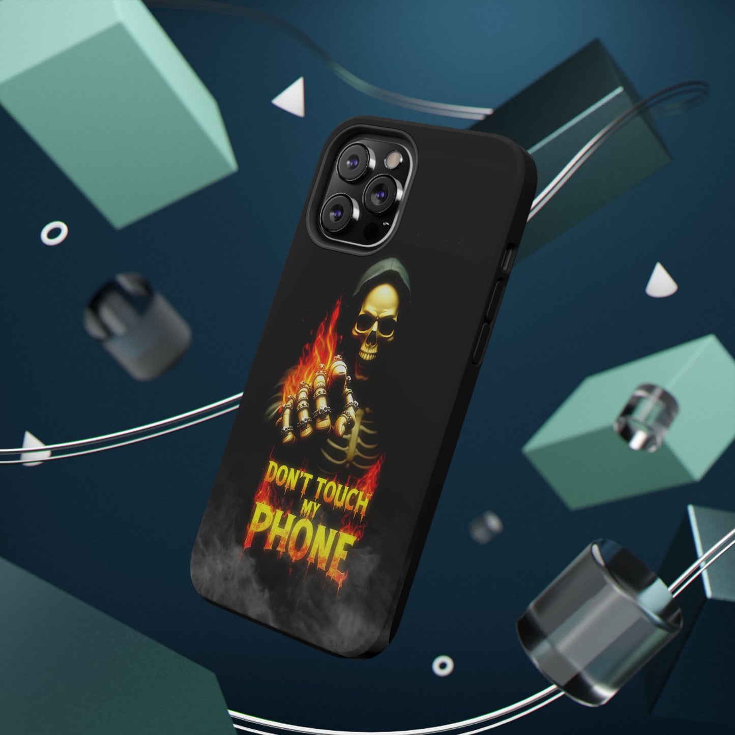 Skull Design Impact-Resistant iPhone Case, Don't Touch My Phone