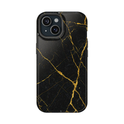 Black Marble with Gold Veins Impact-Resistant iPhone
