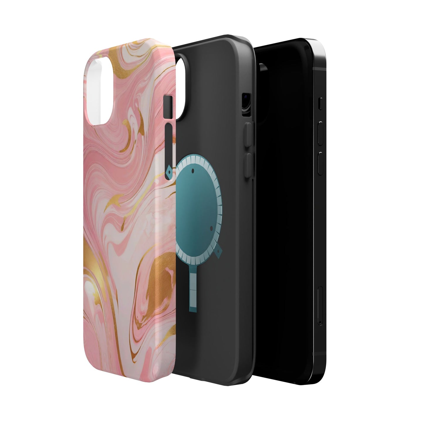 Stylish Magnetic Phone Case, Pink Marble Protective Cover