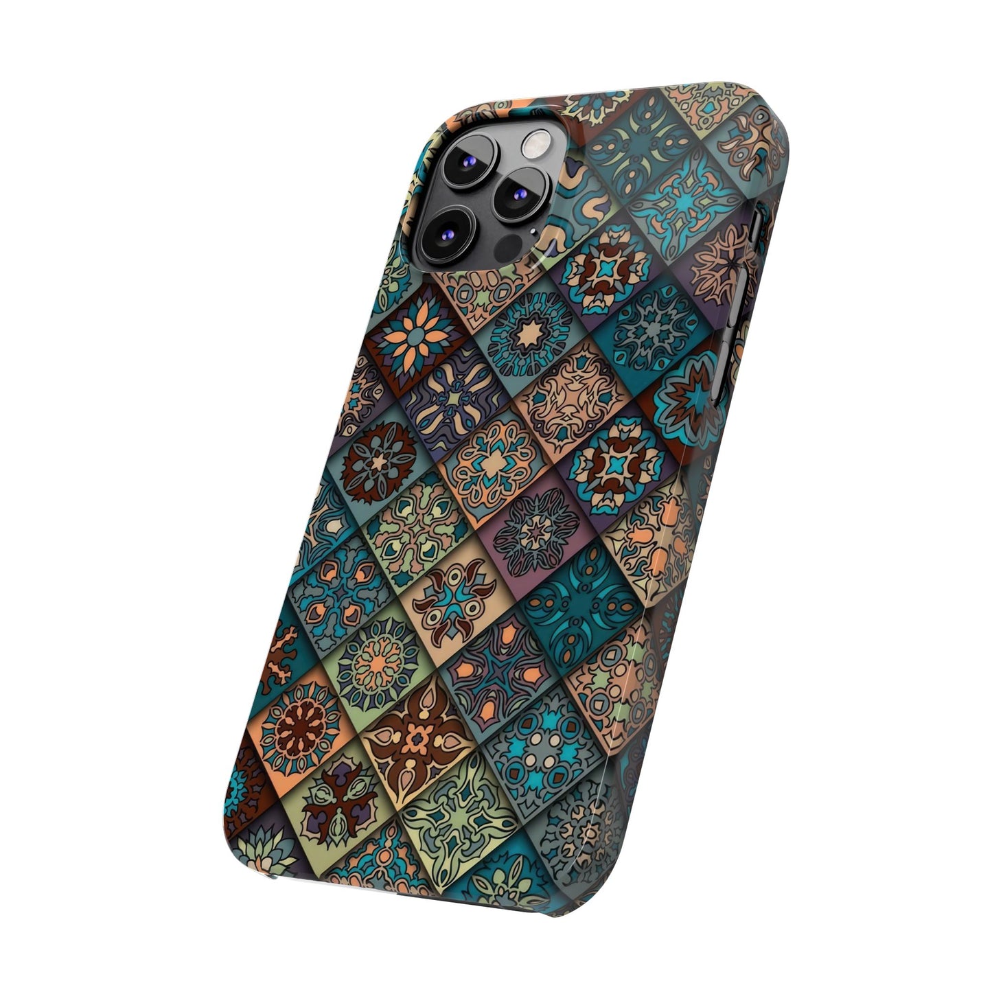 Aztec Geometric Slim Cases, Boho Blue