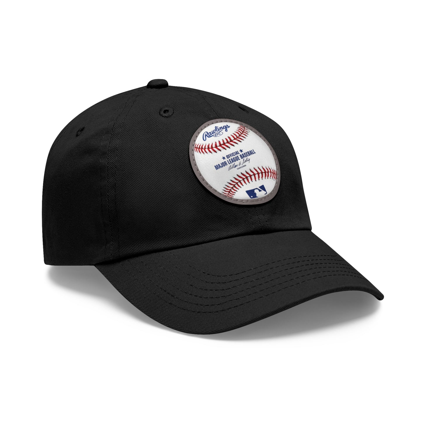 Baseball Dad Hat with Leather Patch (Round)