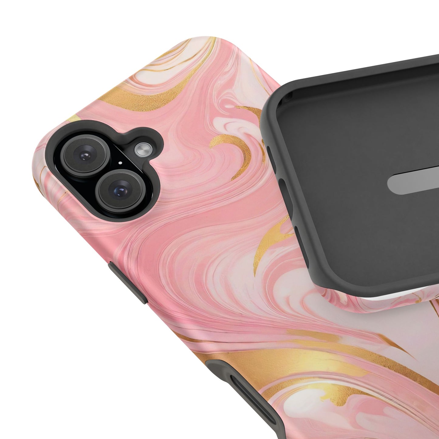 Stylish Magnetic Phone Case, Pink Marble Protective Cover