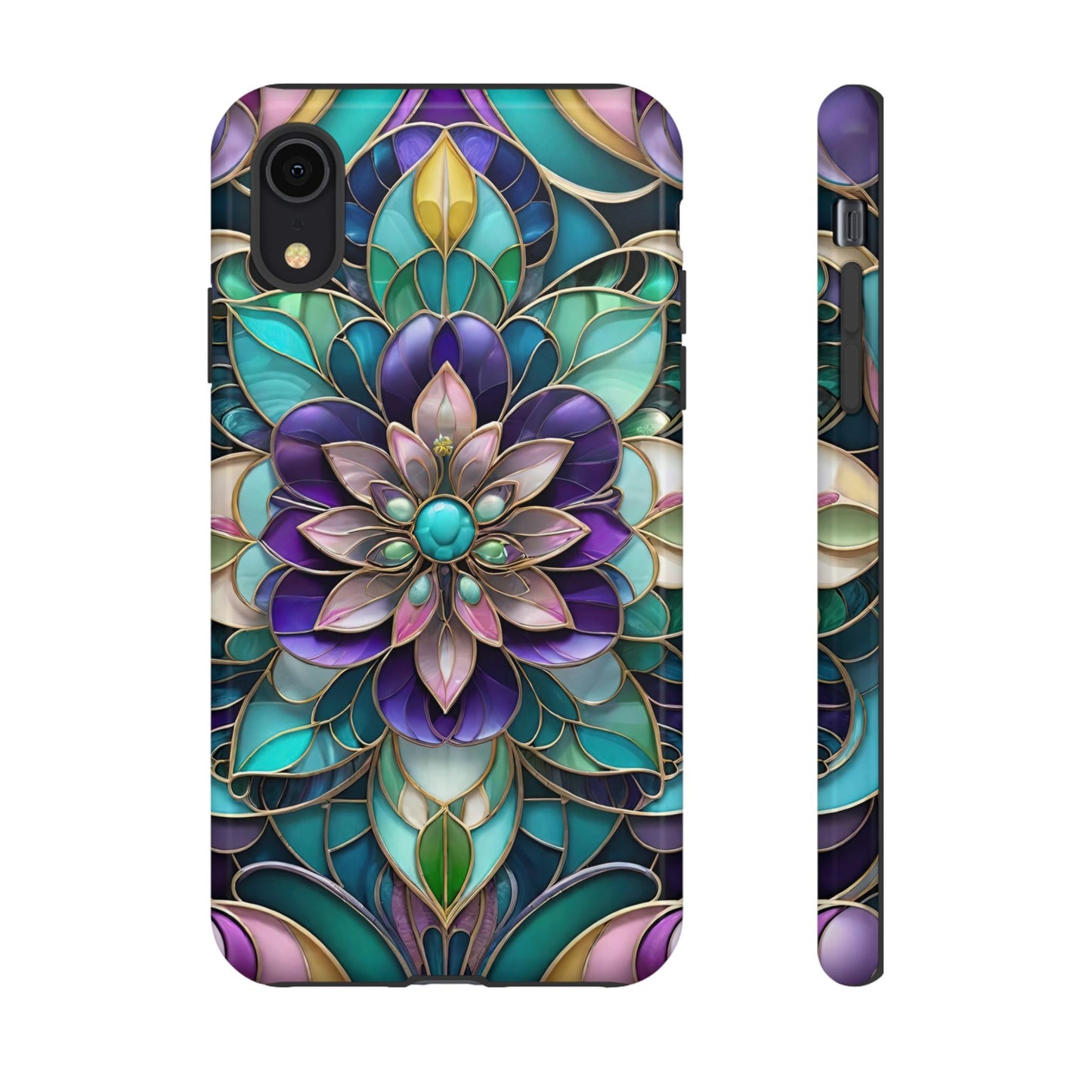Floral Stained Glass Tough Phone Case -Stylish Protection for Your Device