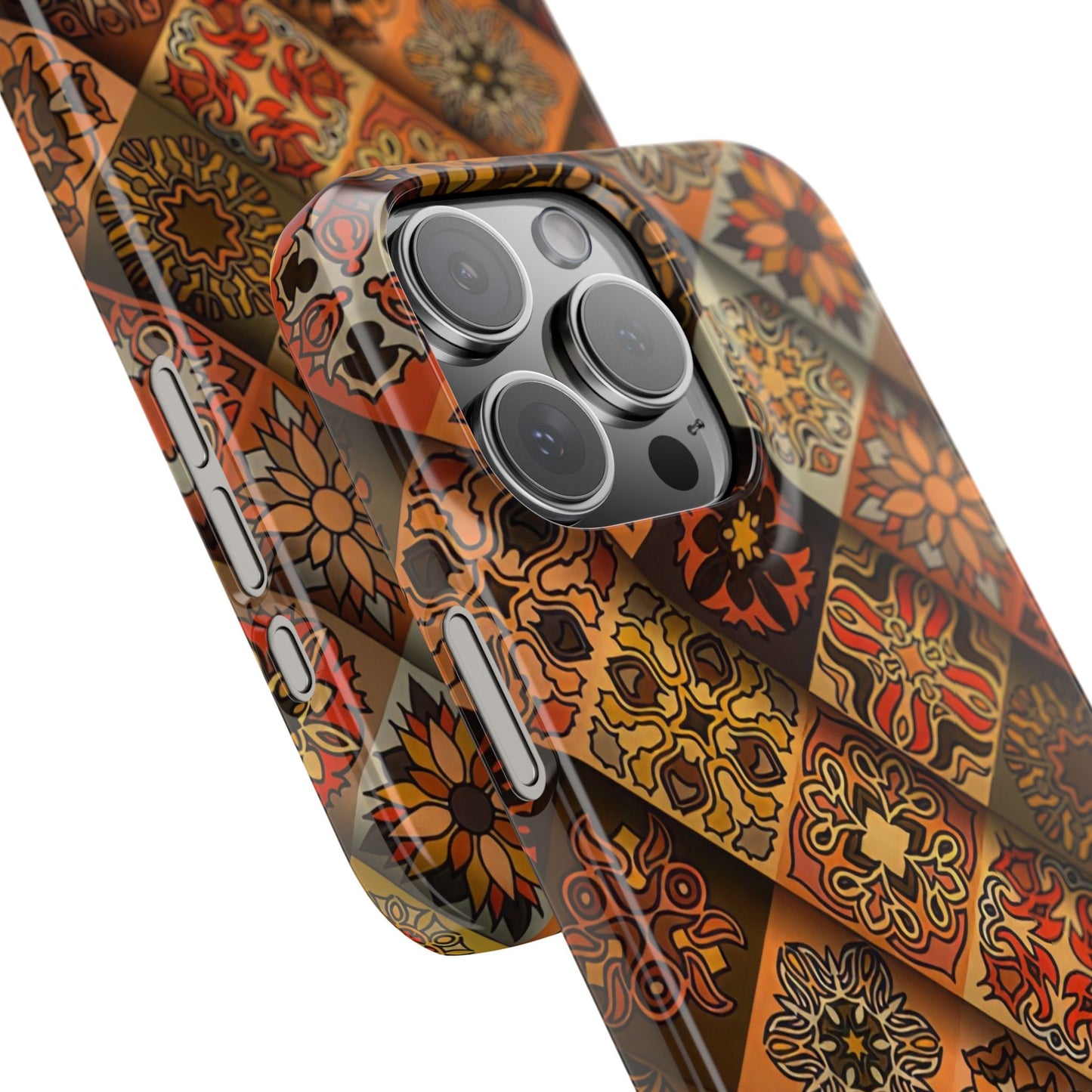 Aztec Geometric Slim Case, Boho Orange