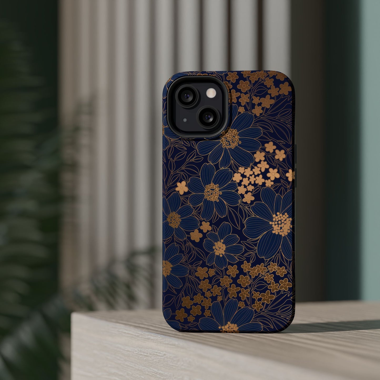 Luxury Serial Magnetic Phone Case, Golden Floral