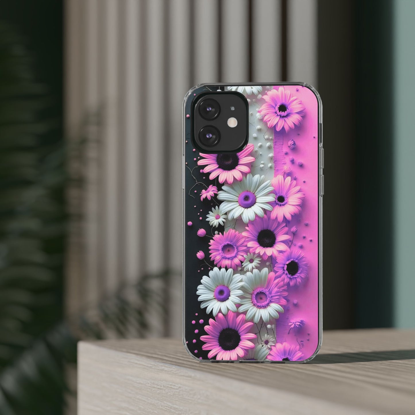 Floral Clear Phone Case – Pink Flower Design