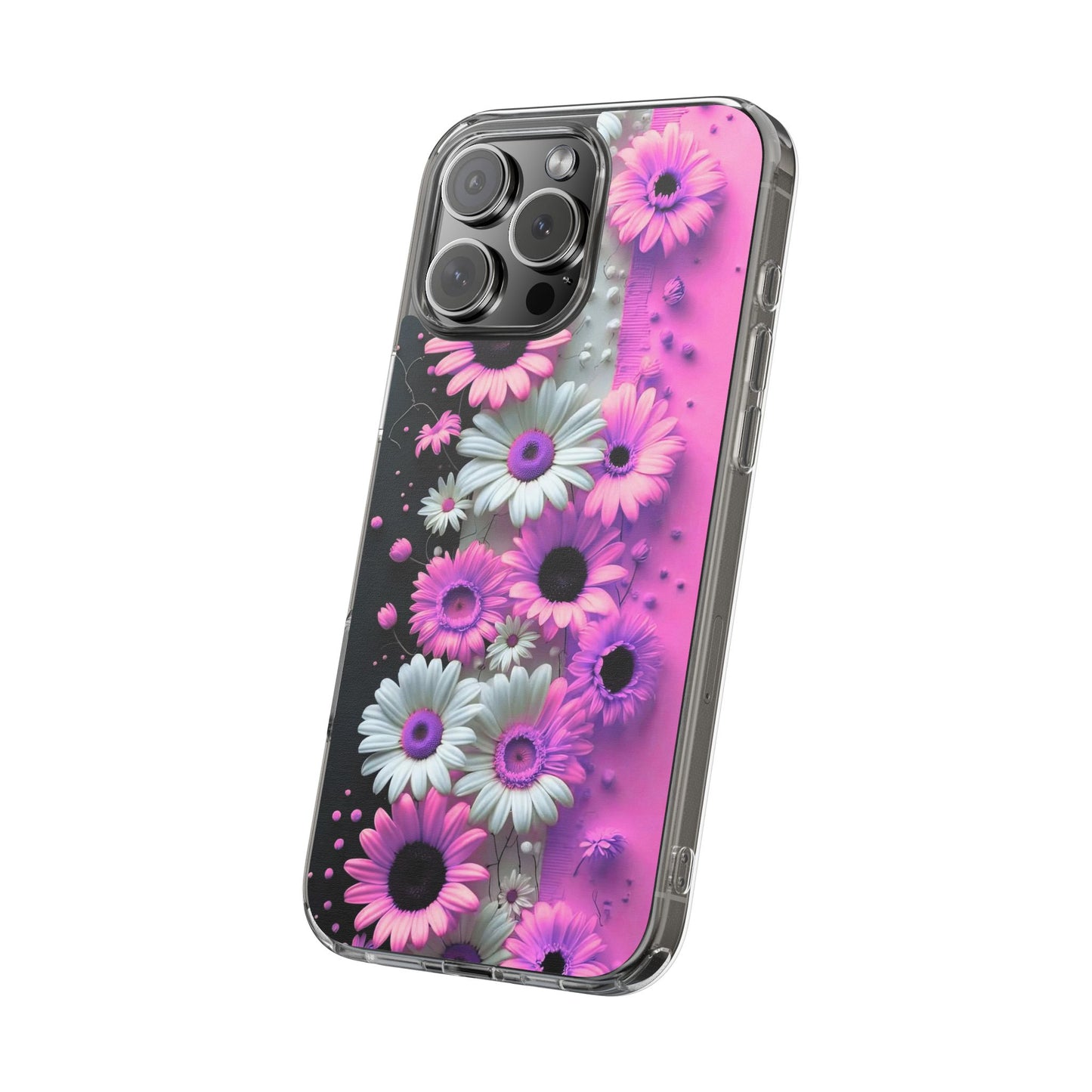 Floral Clear Phone Case – Pink Flower Design