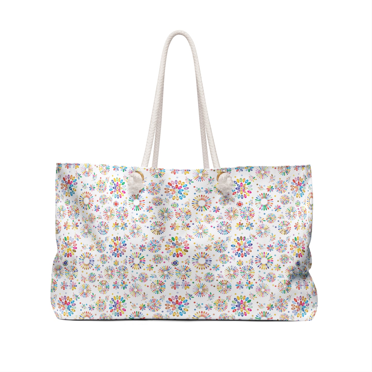 Vibrant Vibes: Happy Color Weekender Bag / White