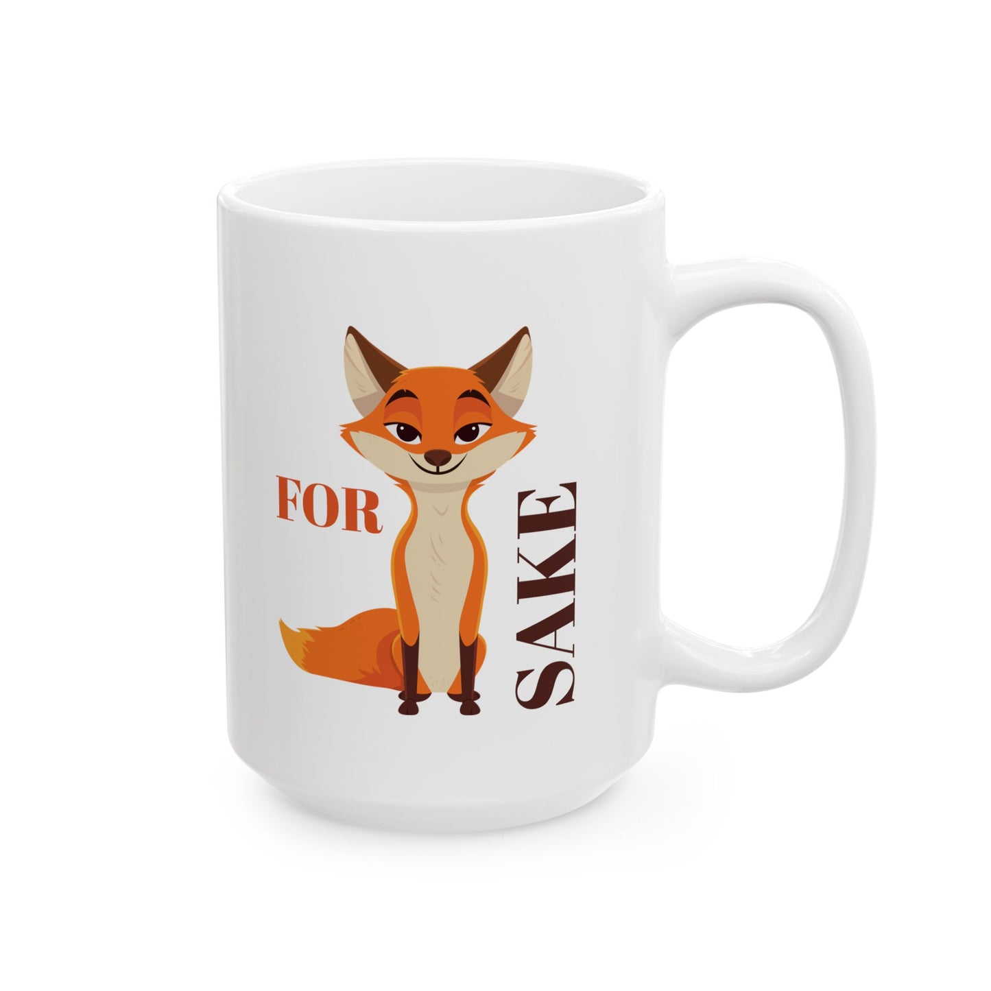 Funny Ceramic Mug - "For Fox Sake" Humorous Coffee Cup,  Quirky Drinkware, Perfect for Holiday or Birthday Gifts, 11oz & 15oz
