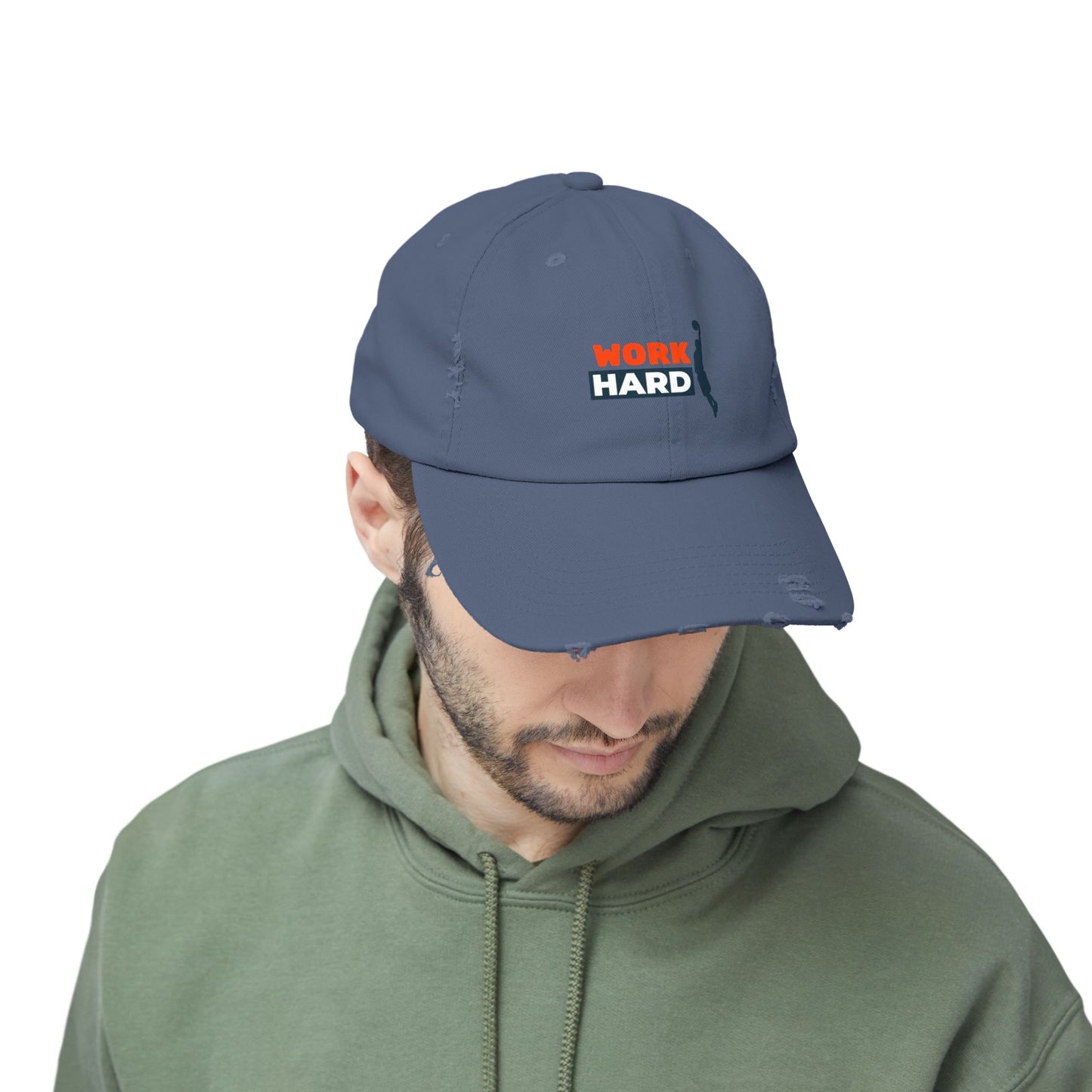 Work Hard Unisex Distressed Cap