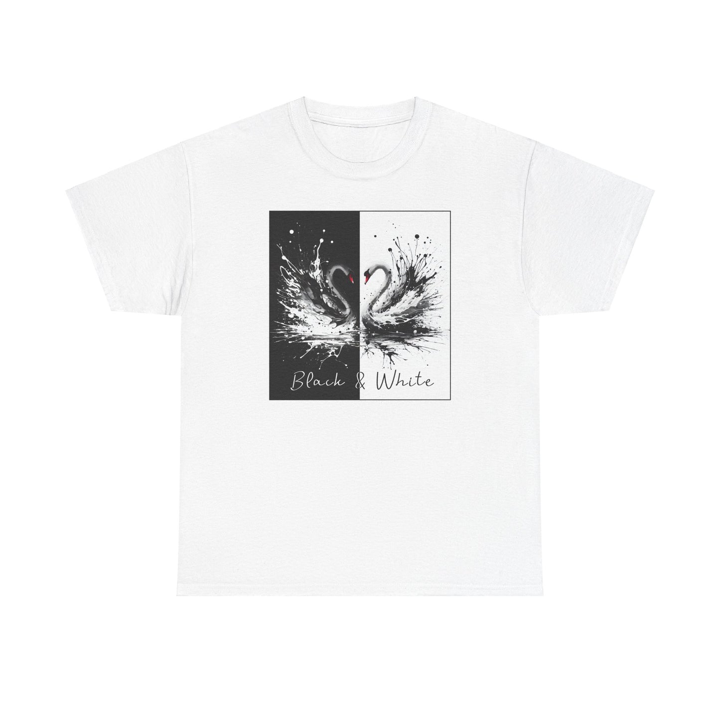 Black & White Swans Unisex Heavy Cotton Tee