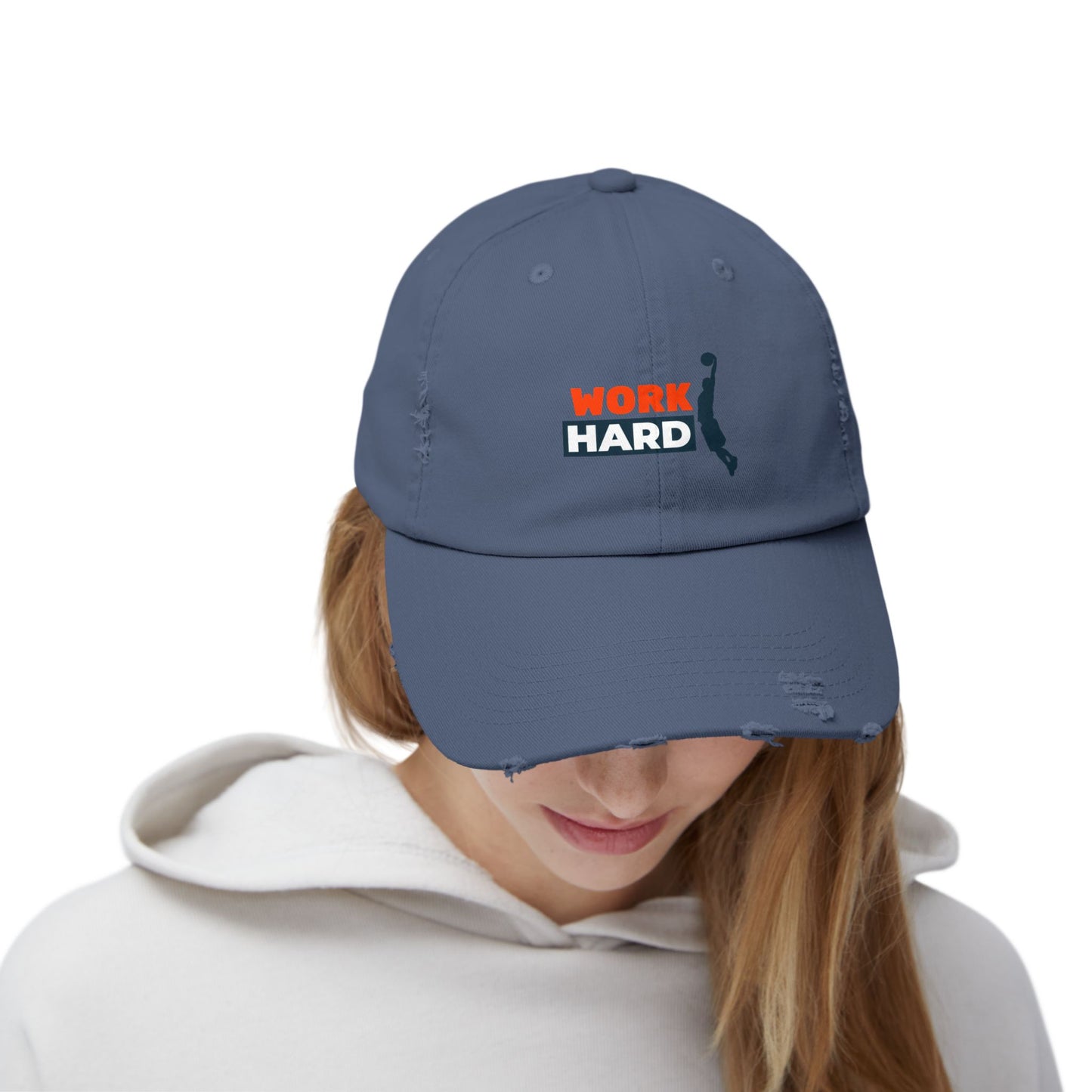 Work Hard Unisex Distressed Cap