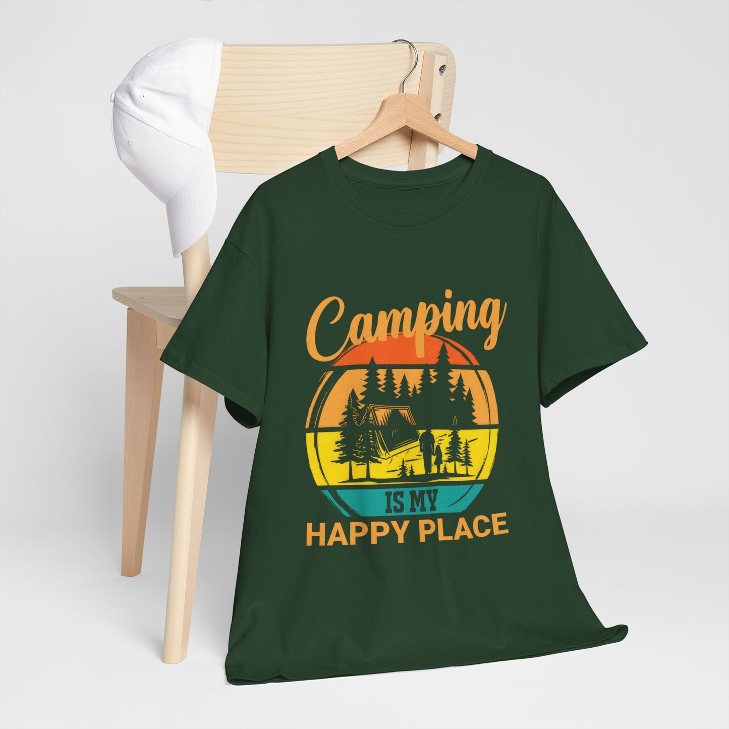 Camping Is My Happy Place Unisex Heavy Cotton Tee