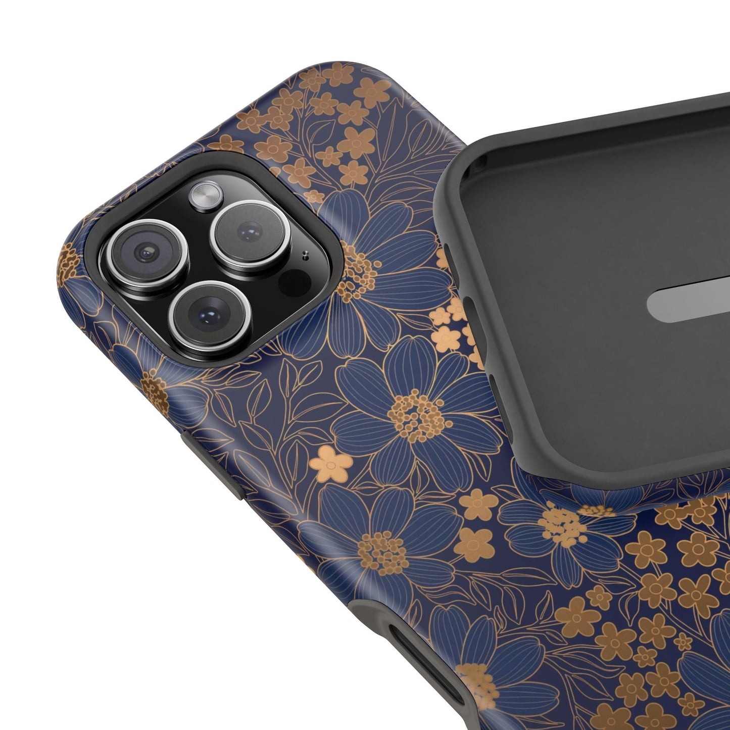 Luxury Serial Magnetic Phone Case, Golden Floral