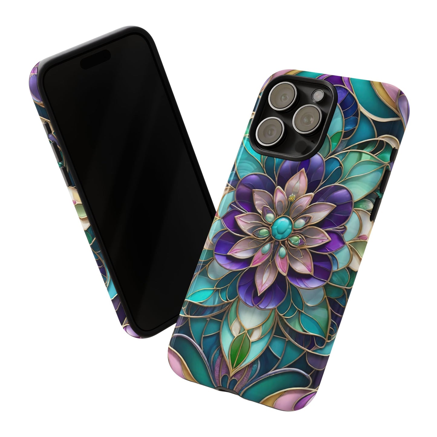 Floral Stained Glass Tough Phone Case -Stylish Protection for Your Device