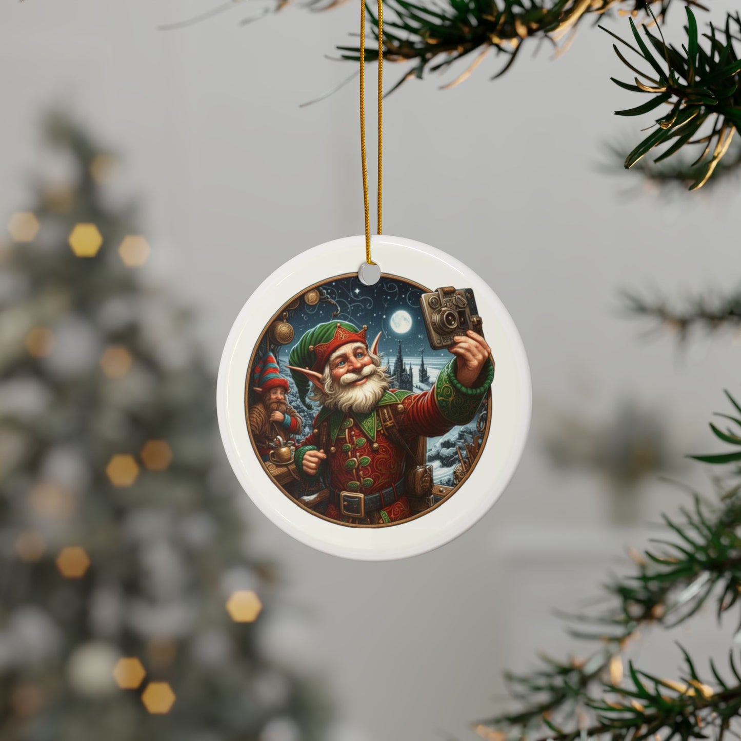 Vintage Vibes And Selfie Smiles Christmas Ceramic Ornaments (1pcs, 3pcs, 5pcs, 10pcs) 2-Side Print