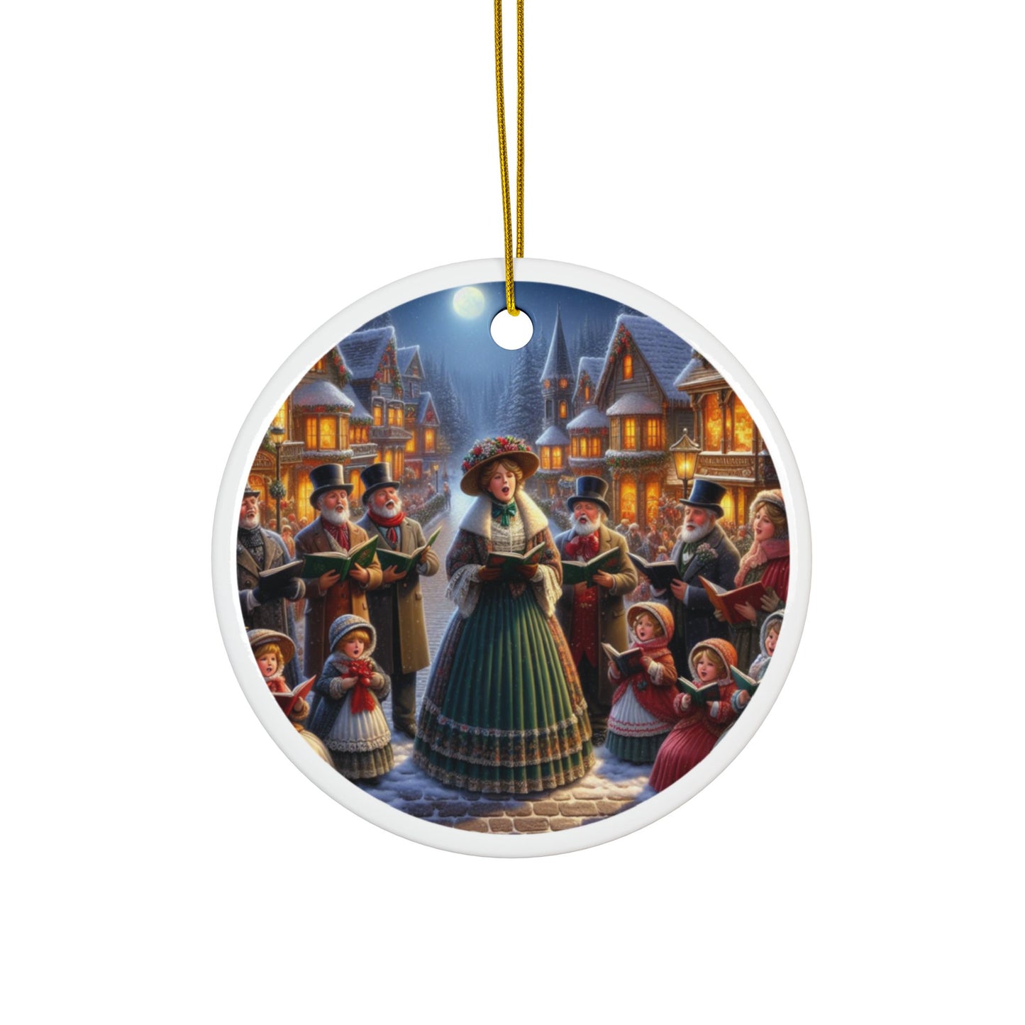 Victorian Christmas Carols Christmas Ceramic Ornaments (1pcs, 3pcs, 5pcs, 10pcs) 2-Side Print