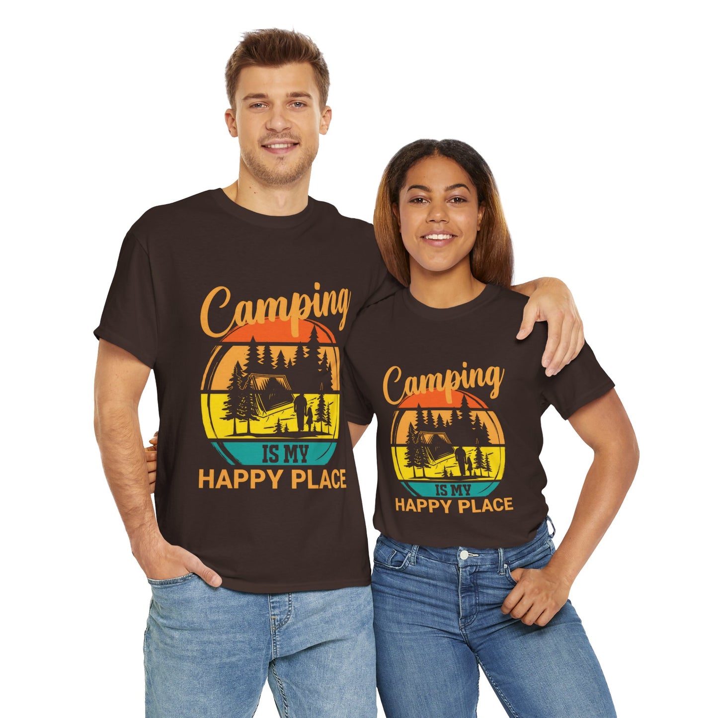 Camping Is My Happy Place Unisex Heavy Cotton Tee