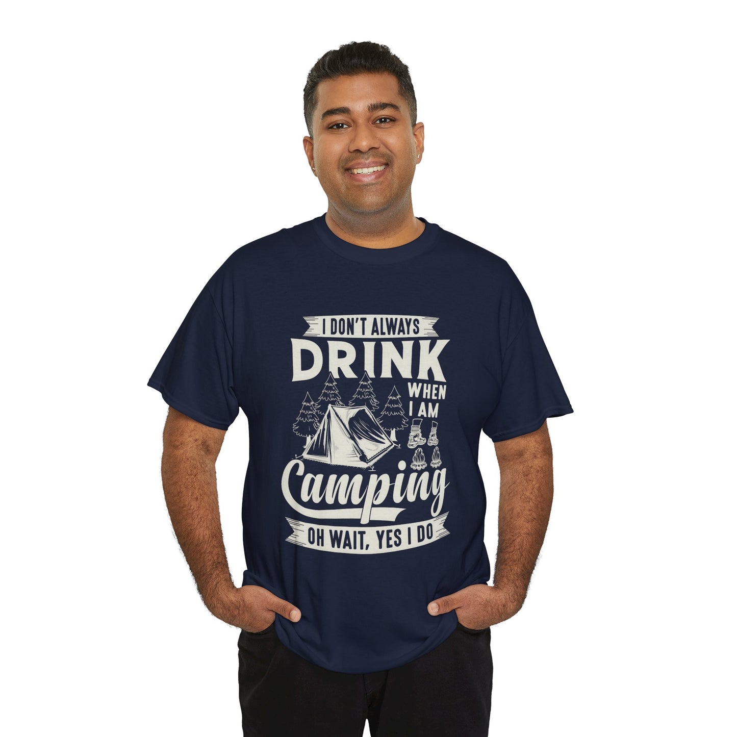 Camping Drinking Unisex Heavy Cotton Tee - Perfect Gift for Outdoor Enthusiasts
