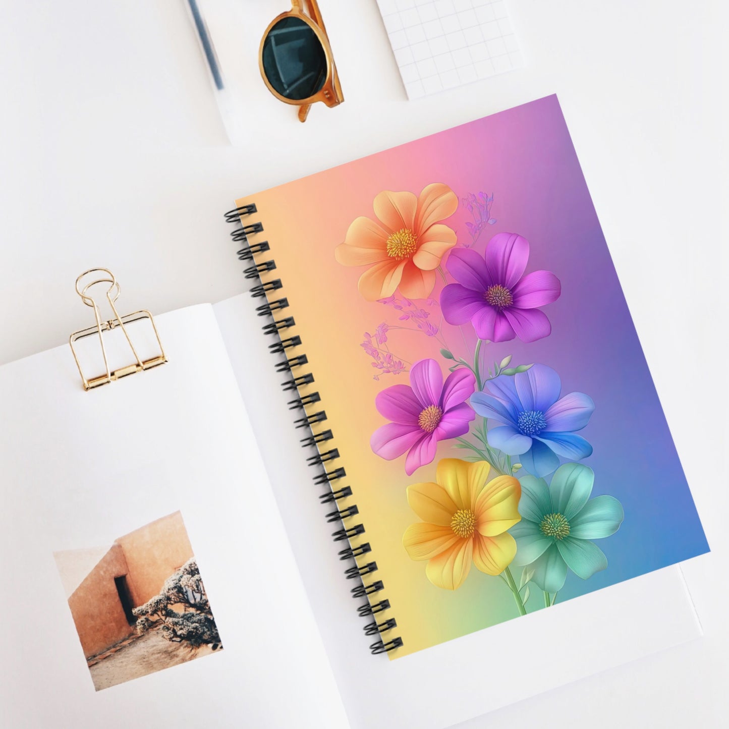 Colorful Floral Spiral Notebook 6" x 8" – Flower Design