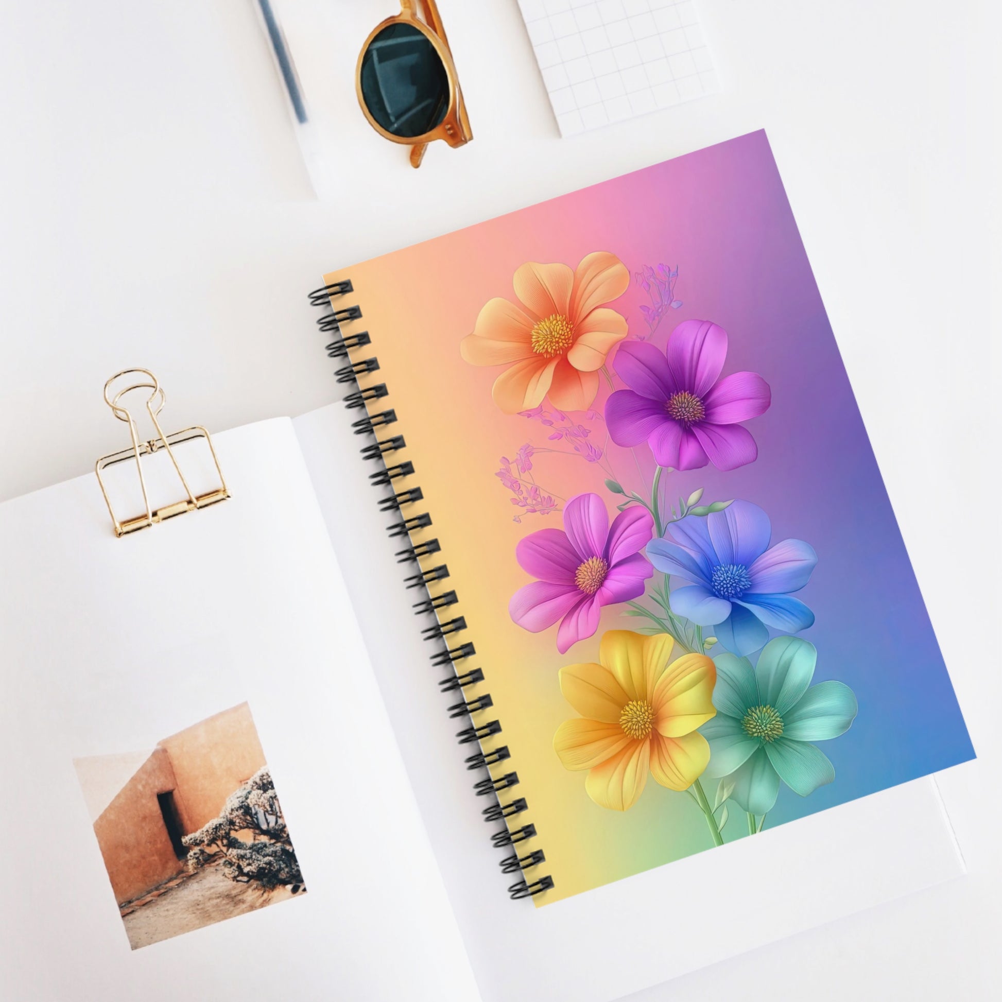 Colorful Floral Spiral Notebook 6" x 8" – Flower Design