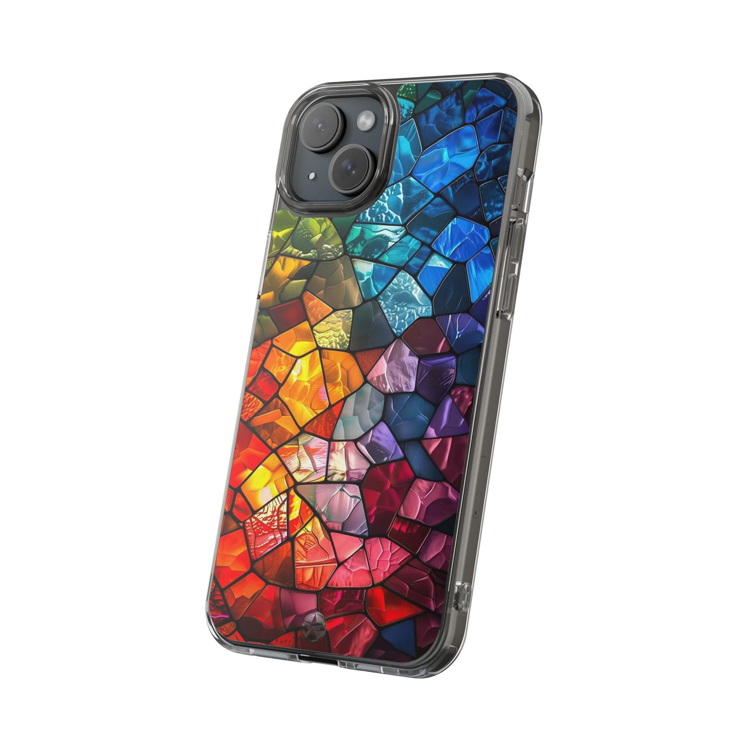 Vibrant Clear Phone Case, Colorful Stained Glass Design