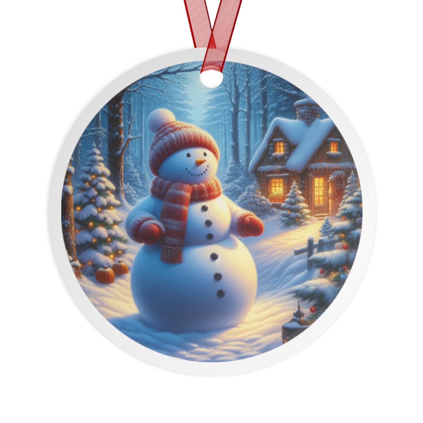 Winter’s Gentle Snowman Metal Ornaments, 2-Side Print