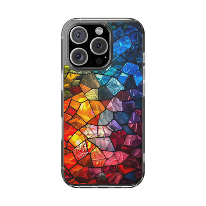 Vibrant Clear Phone Case, Colorful Stained Glass Design