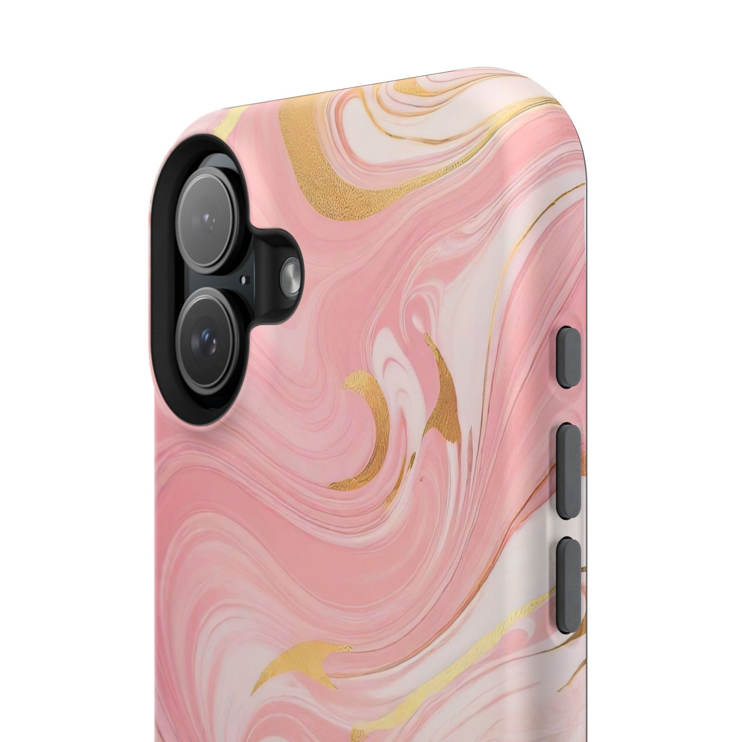 Stylish Magnetic Phone Case, Pink Marble Protective Cover
