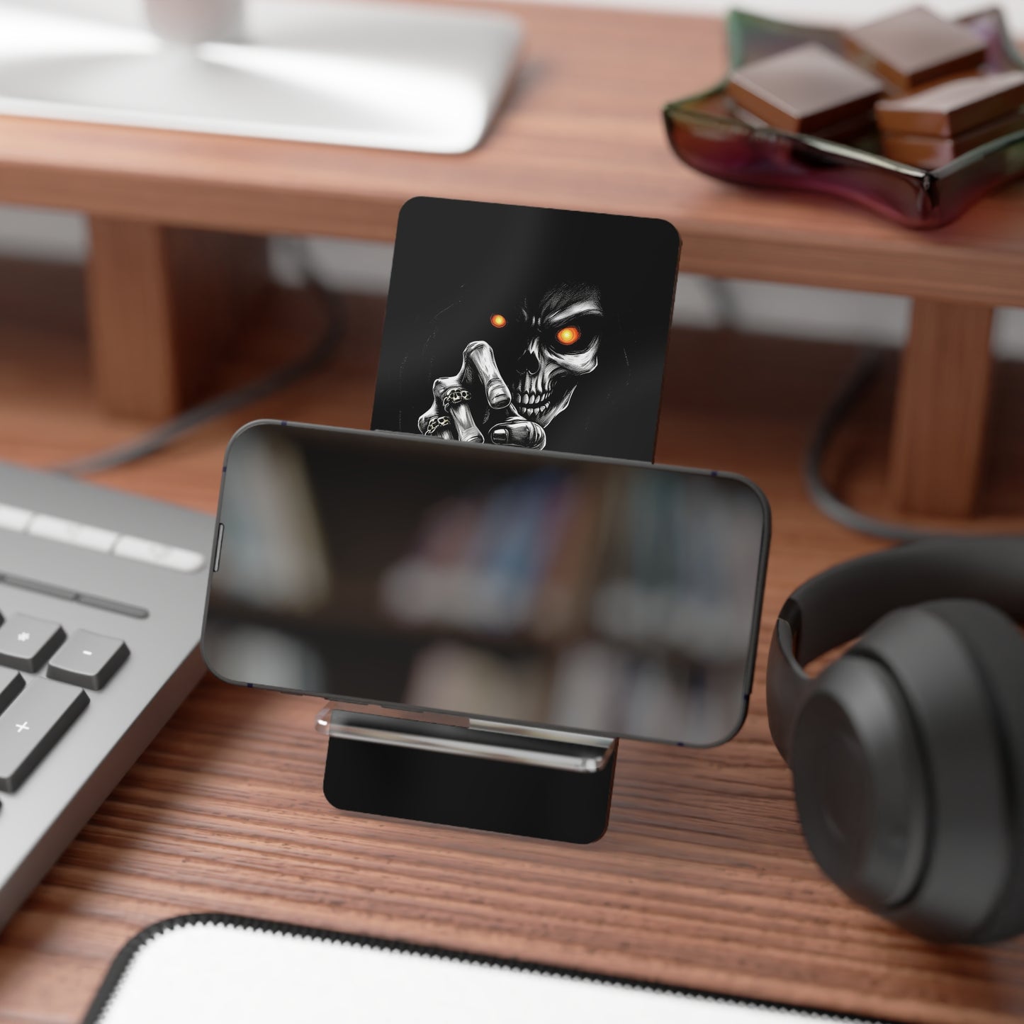 Skull Smartphone Stand - Don't Touch My Phone Desk Decor